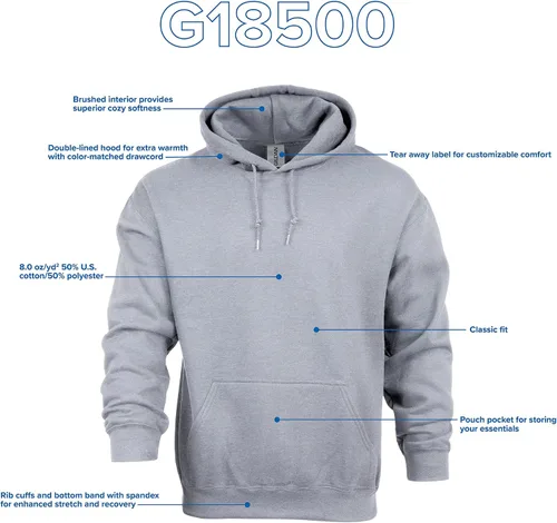 Vista 4 de Gildan - Sudadera con capucha de vellón para adultos, estilo G18500, paquete múltiple