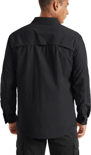 Vista 3 de TACVASEN Camisa de pesca de manga larga para hombre, de secado rápido Negro