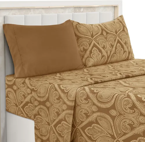 Vista 10 de LDC LUX Décor Colección - Juego de sábanas para cama de tamaño individual con estampado de cachemira – 4 piezas de sábanas de microfibra ultra