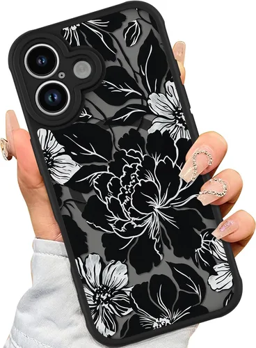 Vista 19 de AIGOMARA Magnetic Case for iPhone 16 Pro, Striped Floral - Black Black - Striped Floral