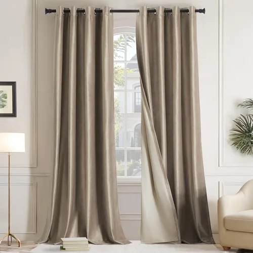 Vista 18 de GIGIZAZA Cortinas de terciopelo 100% opacas de 72 pulgadas, 2 paneles, cortinas negras para ventana, con aislamiento térmico, cortina de lujo