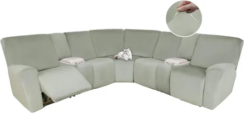 Vista 79 de HDCAXKJ Fundas de sofá seccional reclinable de terciopelo, cubierta de sofá seccional en forma de L, lavable, elástica, suave, para rincón