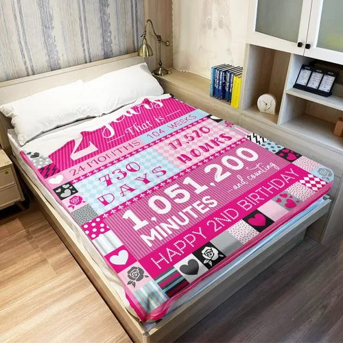 Vista 3 de YISUMEI Pink Love Rose Elements - Manta de cumpleaños para niña de 2 años, 50 x 60 pulgadas, moderna, multiusos, lavable a máquina