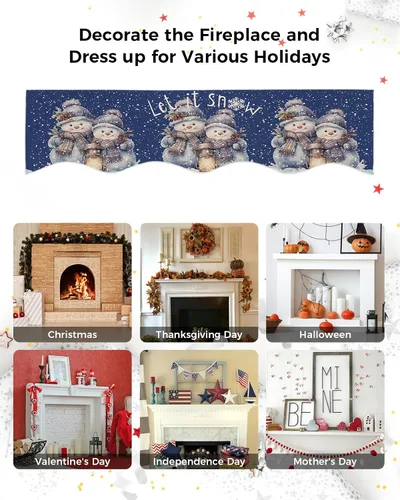 Vista 6 de Funda para bufanda de chimenea de muñeco de nieve de invierno, para Navidad, Halloween, Acción de Gracias, otoño, decoración de interiores, Navidad