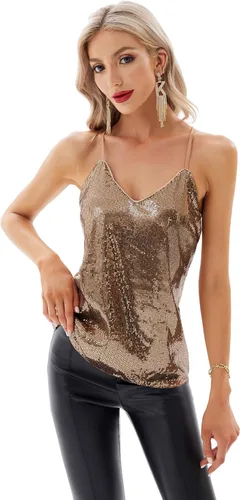 Vista 5 de GRACE KARIN - Camiseta brillante sin mangas con lentejuelas para mujer