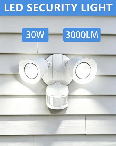 Vista 5 de UFOND - Luces LED de seguridad para exteriores, luz con sensor de movimiento para garaje y patio 6500K 3000 lúmenes, 4 modos, encendido y apagado