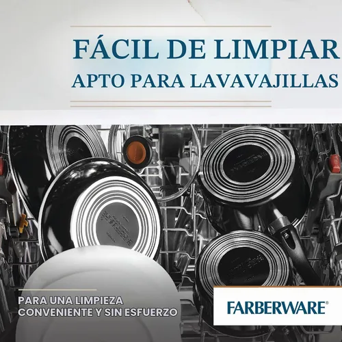 Vista 4 de Farberware Glide Ceramic Sartén Antiadherente / Sartén para Saltear / Sartén para Freír con Tapa y Mango Auxiliar - 4 Cuartos, Negro