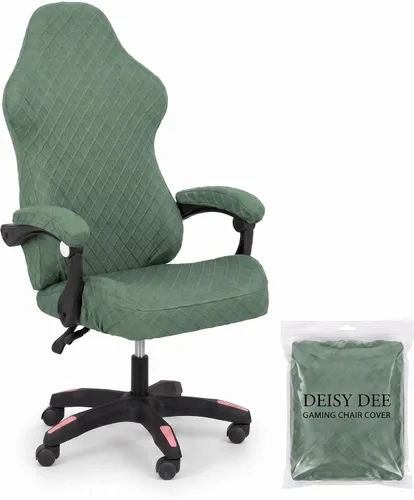 Vista 10 de Deisy Dee Sin silla, solo fundas para sillas de juegos, fundas elásticas de poliéster para silla reclinable de juegos de carreras (negro)