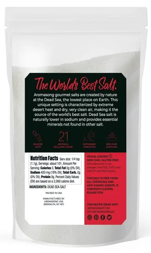 Vista 6 de Aromasong Sal marina 100% natural de grano grueso, 2.43 libras con sal marina de grano fino, 2.43 libras del mar muerto, sin refinar, sin gluten