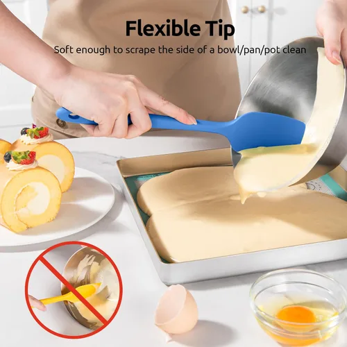Vista 6 de U-Taste Juego de espátula de cuchara de silicona y espátula grande, raspador de goma flexible de alta resistencia al calor de 600 ºF, juego de 4