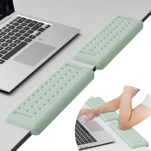 Vista 19 de Leolee Coderas de escritorio en forma de L para escritorio, reposabrazos de espuma viscoelástica negra para escritorio con base antideslizante