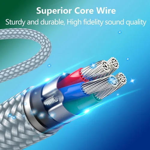 Vista 5 de Cable trenzado de repuesto para cable Astro A40, cable trenzado de auriculares A10, cable de control de volumen de 6.5 pies/6.6 ft compatible
