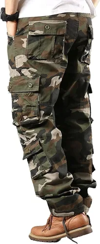Vista 3 de BAYAMO Pantalones cargo para hombre, camuflaje militar, pantalones de fatiga de camuflaje para caza, combate, trabajo, pantalones casuales
