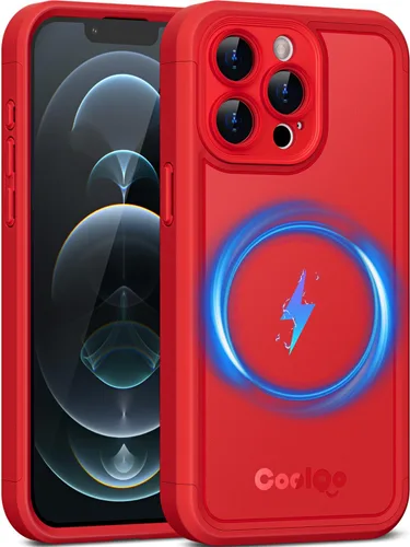 Vista 40 de COOLQO Funda magnética para iPhone 12, doble capa mate resistente a los arañazos, color negro