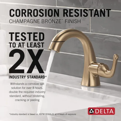 Vista 4 de Delta Arvo Grifo de Baño de Oro Cepillado de 1 Agujero con Rociador, Grifo de Lavabo de Baño de Un Solo Agujero con Rociador Extraíble para Tocador