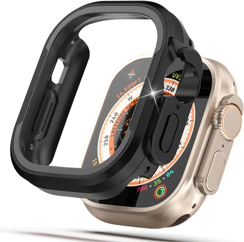 Vista 7 de Funda de metal mate compatible con Apple Watch Ultra 3/2/1 de 1.732 pulgadas, bisel de aluminio mate + [parachoques de TPU suave] Funda protectora