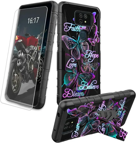 Vista 36 de Funda para AT&T Maestro Max 2021/Cricket Ovation 2 con protector de pantalla de vidrio templado, funda resistente con función atril integrada