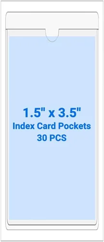Vista 23 de 30 PCS Clear Self Adhesive Plastic Label Pockets, Top Loading Business & Library Index Card Holders, Peel and Stick Sleeves for Storage Bins, Totes
