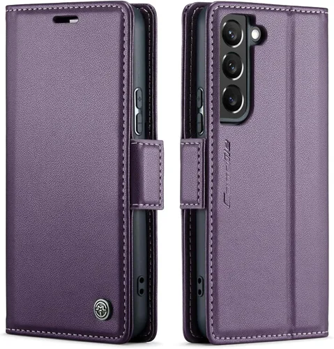 Vista 13 de QLTYPRI Funda tipo cartera para Samsung Galaxy S22, funda de cuero PU premium con cierre magnético, tipo folio con bloqueo RFID, ranuras