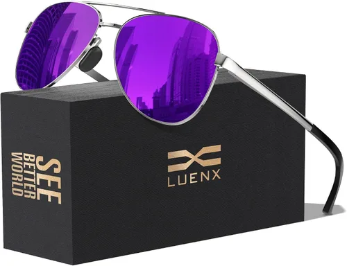 Vista 11 de Luenx Aviator Sunglasses Men Polarized Women Classic UV400 Driving Negro