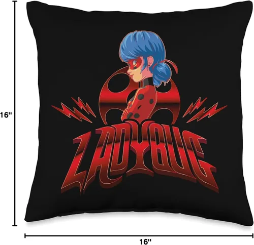 Vista 4 de Miraculous Ladybug Glam Rock LB - Almohada de 16 x 16 pulgadas, multicolor