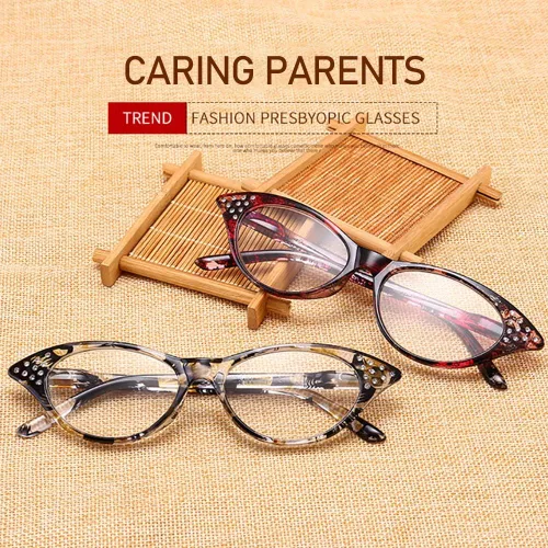 Vista 4 de Paquete de 4 lentes de lectura, diseño de moda vintage con diamantes de imitación de ojo