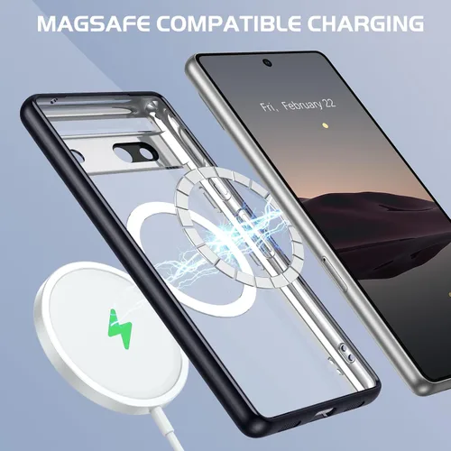 Vista 4 de BENTOBEN Funda magnética para Google Pixel 7a compatible con MagSafe, chapada delgada, a prueba de golpes, suave TPU galvanizado, carga inalámbrica