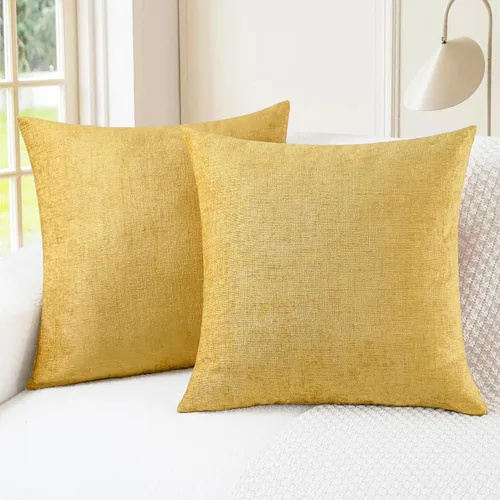 Vista 42 de CaliTime - Paquete de 2 fundas de almohada acogedoras para sofá, decoración del hogar, felpilla suave teñida sólida, 16 x 16 pulgadas, marrón Marrón