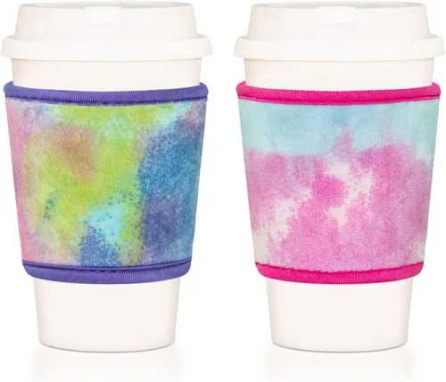 Vista 6 de Funda de terciopelo de felpa suave reutilizable para café caliente, resistente al calor, de neopreno mullido, acogedora para bebidas heladas
