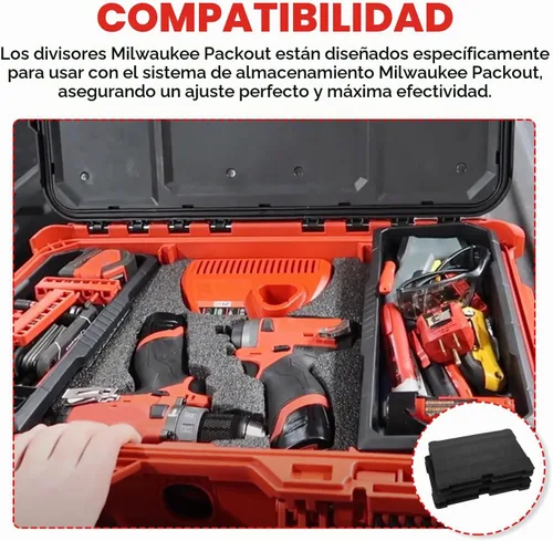 Vista 6 de 48-22-8451 Insertos de espuma para cajas de herramientas de cajones Milwau-kee Packout, compatibles con 48-22-8424, negro, 2