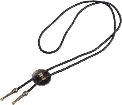 Vista 69 de Jeilwiy Corbata de bolo para hombre, corbata de vaquero occidental, collar de corbata de bolo dorado, corbata de cuero, corbata de Halloween