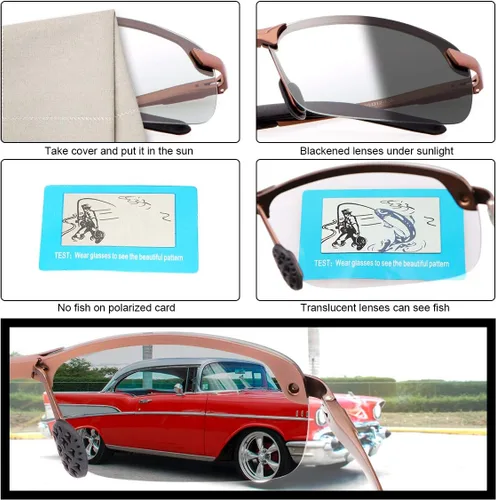 Vista 7 de YIMI Gafas de sol fotocrómicas polarizadas para hombres y mujeres deportes al aire libre conducción antirreflejos UV400 protección z87 gafas