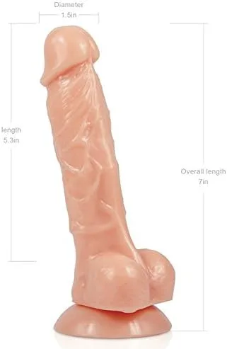 Vista 2 de Consolador de pene realista anal superior de 7 pulgadas con ventosa para adultos, juguetes sexuales para mujeres, carne