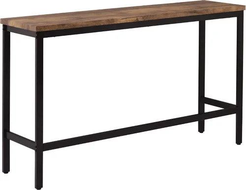 Vista 7 de RUNNA Juego de mesa de comedor extra larga de 4 piezas, mesa auxiliar de cocina de bar con 3 taburetes de bar (marrón)