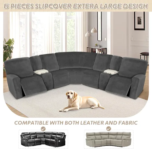 Vista 151 de Arfntevss Fundas de sofá seccional reclinable de terciopelo, Funda de sofá seccional de esquina para sofá reclinable, Funda elástica suave