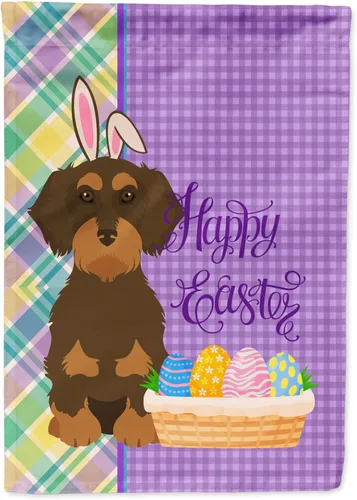 Vista 66 de Caroline's Treasures WDK4925GF Bandera de Pascua Airedale Terrier negra y tostada, tamaño jardín, bandera decorativa para patio exterior, patio