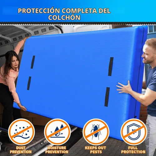 Vista 2 de Bolsa para colchón de tamaño individual para mudanza y almacenamiento, funda reutilizable impermeable de alta resistencia tamaño individual
