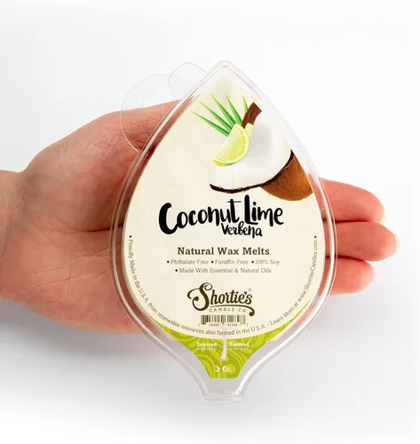 Vista 4 de Shortie's Candle Company Coconut Lime Verbena - Cera de soja natural para derretir – 1 barra altamente perfumada de 3 onzas – Fabricado con 100%