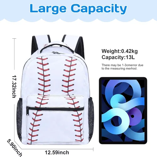 Vista 5 de NHBTGSF Mochila de béisbol para niños, mochila de béisbol para niños, para la escuela, juego de mochila de 17 pulgadas con bolsa de almuerzo