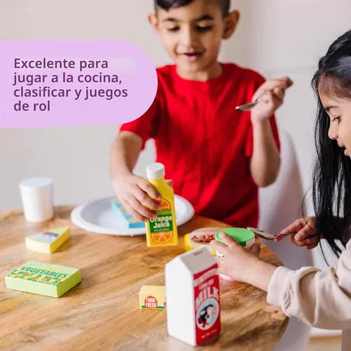 Vista 6 de Melissa & Doug, conjunto de alimentos de nevera, Anaranjado