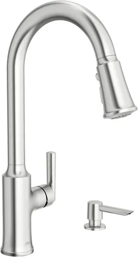 Vista 9 de American Standard 7421300.243 Raviv - Grifo de cocina desplegable con rociador y dispensador de jabón, color negro mate