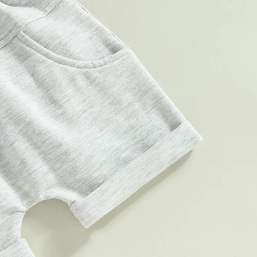 Vista 101 de Conjunto de traje de verano para bebé niño pequeño, manga corta, cuello redondo, letras impresas, lindo traje de verano, conjunto de 2 piezas