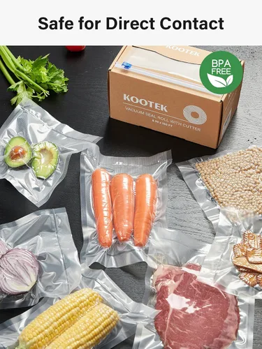Vista 7 de Kootek Bolsas selladoras al vacío de 8 x 150 pies para alimentos con dispensador de cortador, bolsas de sellado al vacío de grado comercial, sin