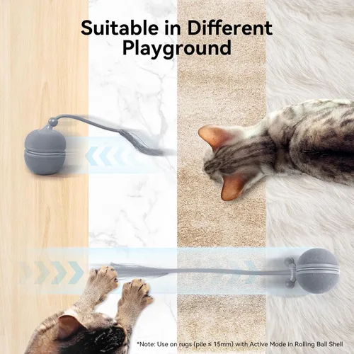 Vista 8 de Cheerble Juguetes interactivos 2 en 1 para gatos de interior – Wicked Ball Duo2 juguete automático para gatos, carcasas intercambiables duales, bola