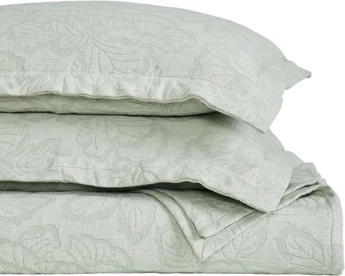 Vista 15 de Superior Fleur De Lis - Juego de colcha de algodón de 3 piezas, decoración de cama para el hogar, colcha decorativa con textura, 2 fundas de Granate