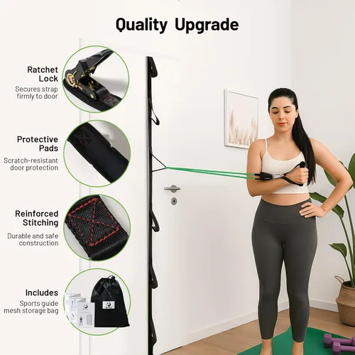 Vista 4 de Slim Panda Door Anchor Strap for Resistance Bands, Door Exercise Equipment with Ratchet Adjust Tighten, Multi Point Anchor Gym Attachment, Portable