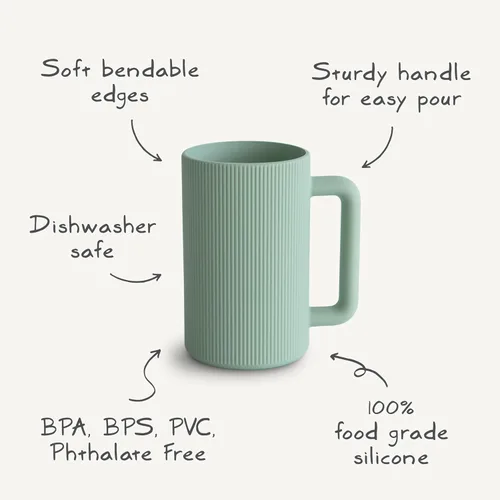 Vista 9 de mushie Taza de enjuague de baño para bebé, 100% silicona de grado alimenticio, taza de enjuague para champú y lavado corporal para niños (rubor)