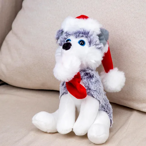 Vista 2 de Plushland Pawpal de Navidad con sombrero de Papá Noel, animales de peluche, marioneta de peluche de 8 pulgadas para niños, un regalo perfecto