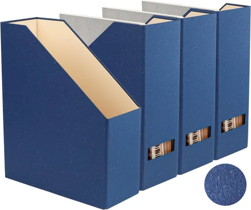 Vista 6 de Soporte para revistas, organizador de archivos y escritorio, organizador de libros de cartón y caja de almacenamiento para documentos, estante