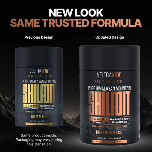 Vista 3 de Gomitas Shilajit puras del Himalaya con Ginkgo Biloba, Chaga y Ashwagandha KSM-66 Shilajit para hombres y mujeres Potencia máxima 76% + ácido